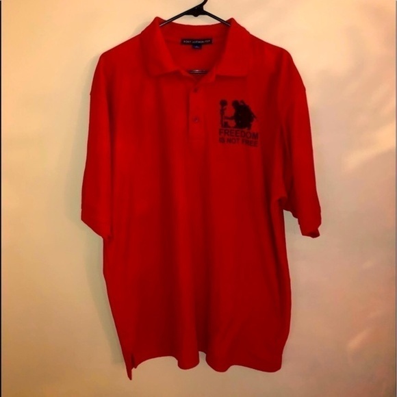 5/$10 Freedom Port Authority red short sleeve polo Freedom is not free size XL - Picture 2 of 9